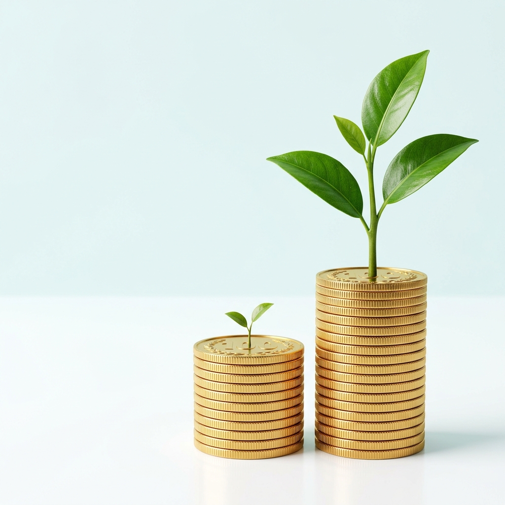 Financial Growth Plant and Gold Coins